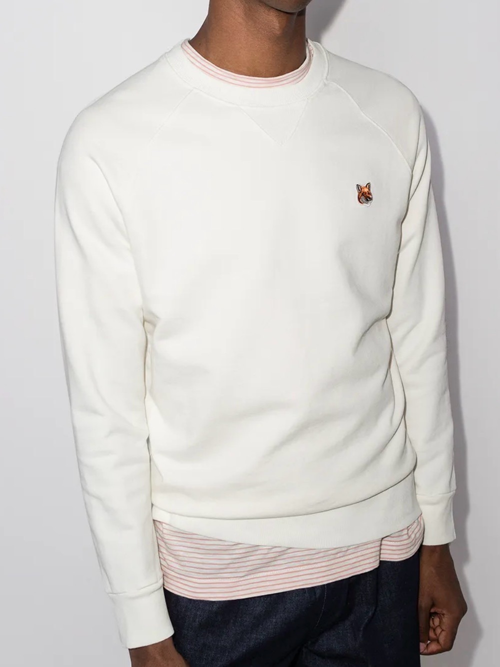 Mason Kitsune Crewneck Sweater with Fox Patch